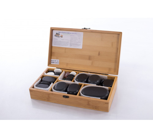 Нагреватель для камней HSH6+Набор массажных камней из базальта в коробке из бамбука (60шт.) H60TC