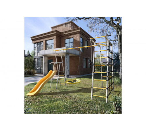 Детский спортивный комплекс для дачи ROMANA Богатырь Плюс - 2 (желтый/серый)