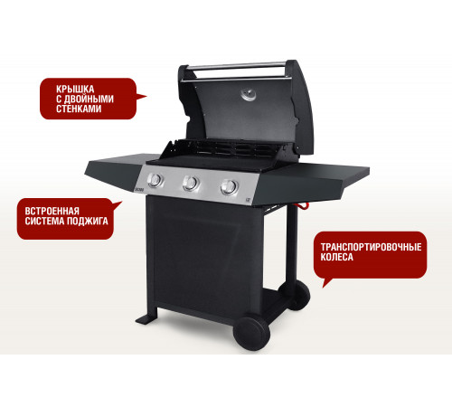 Газовый гриль 3 основных горелки (без боковой)