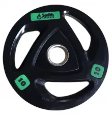 Диск для штанги Smith WP085-10 c 3-м хватом, обрезиненный, 10кг